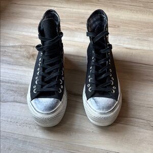 Converse Black and White High-Top Platform Sneakers